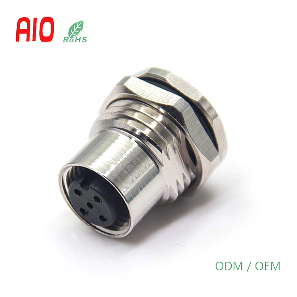 Shielded Female M12 4 Pin 5 Position a-Code Circular Connector Fakra Waterproof Auto Connector for Factory Fieldbus Material Handling Sensor and Actuators