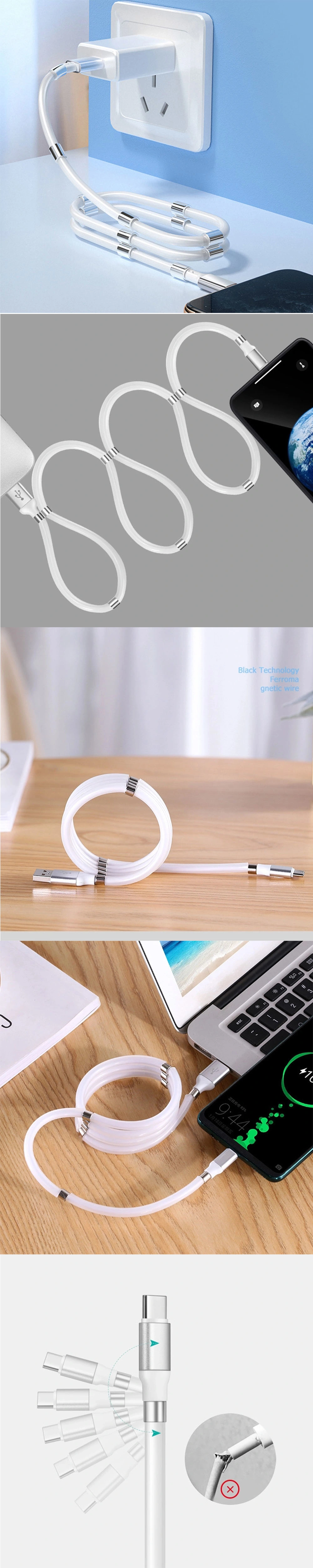 Rt-Mc24 Magnet Self Winding Organizing Micro USB Easy Coil Charging Cable