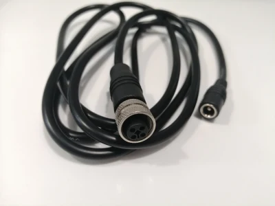 M12-T-Code-Buchse, 4-polig, auf DC5,5/2,1-Buchse, Kabeladapter, 3 m, Luftfahrt-Buchse, wasserdichtes Elektrokabel für industrielle Automatisierungssteuerung, hergestellt in China